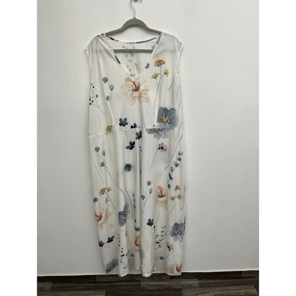 Women’s Dress A Line Maxi Plus Size 5XL Sleeveless zipper on the side Floral - Picture 1 of 9